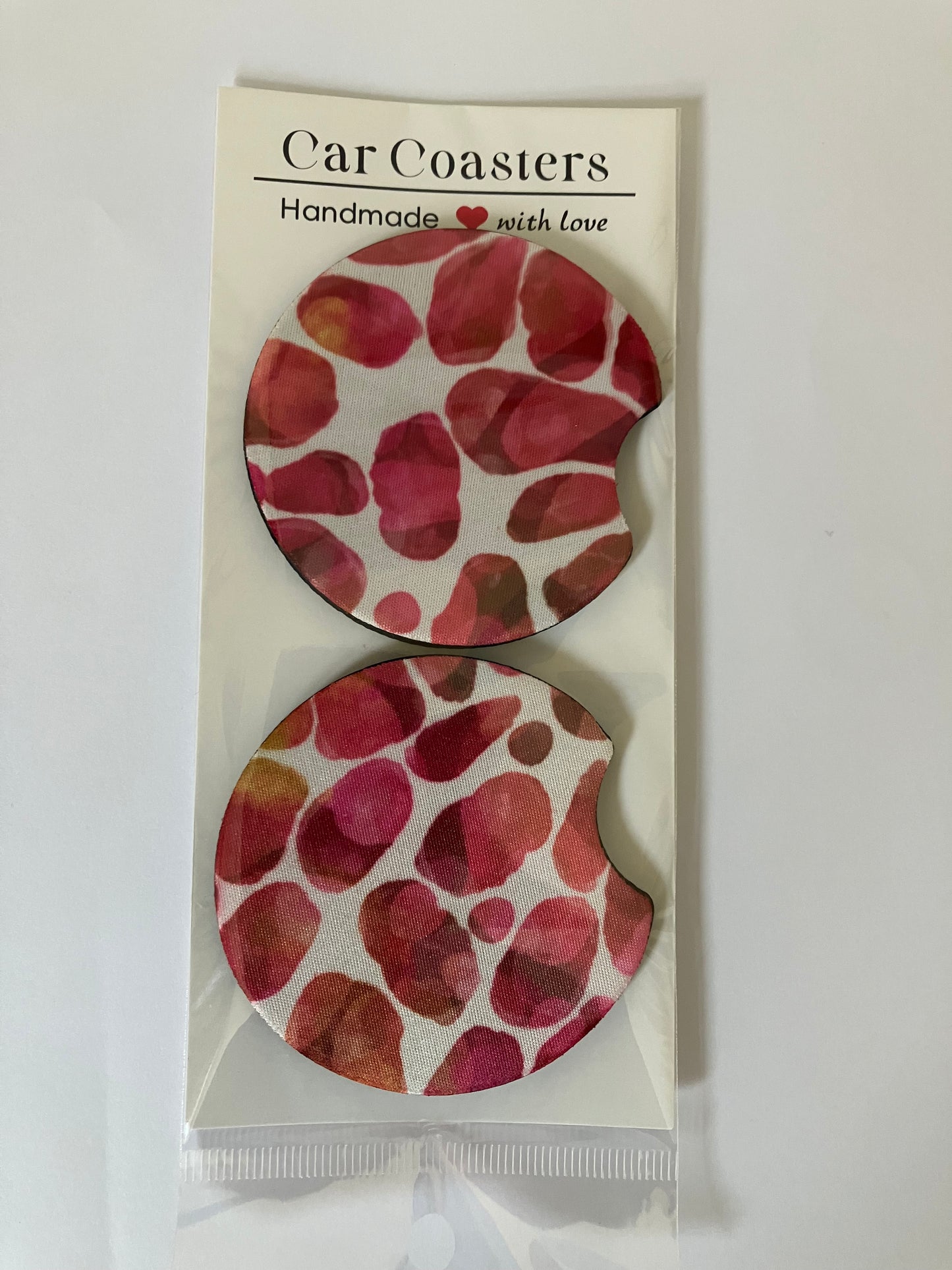 Handmade Car Coasters in pink